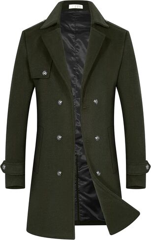 BOJIN Mens Trench Coat Wool Blend Top Pea Coat Winter Long Single Breasted Classic Stylish Business Overcoat in Saudi Arabia