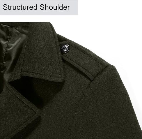 BOJIN Mens Trench Coat Wool Blend Top Pea Coat Winter Long Single Breasted Classic Stylish Business Overcoat in Saudi Arabia