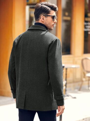 Bbalizko Mens Classic Pea Coat Notched Collar Double Breasted Slim Fit Winter Warm Heavyweight Trench Coats in Kuwait