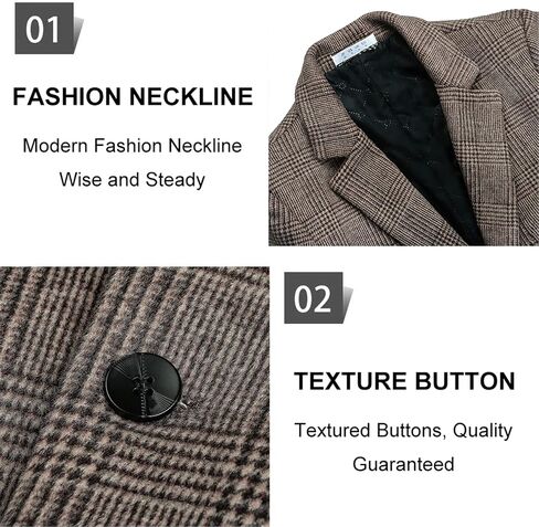 BOJIN Mens Trench Coat Wool Blend Top Pea Coat Winter Long Single Breasted Classic Stylish Business Overcoat in Saudi Arabia