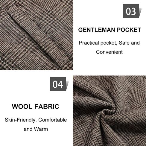 BOJIN Mens Trench Coat Wool Blend Top Pea Coat Winter Long Single Breasted Classic Stylish Business Overcoat in Saudi Arabia