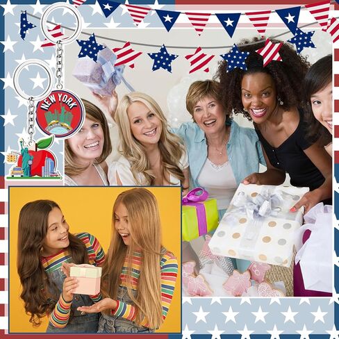 Sureio 25 Pcs NYC Metal Keychain New York American Patriotic Souvenirs Gifts USA Keychain NYC Souvenir Collection Bulk in Kuwait