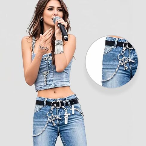 Durable Cross Pants Chain Biker Jeans Wallet Chain for Men & Women Keychain For Heavy Accessories Punk Hip Hop Style in Saudi Arabia