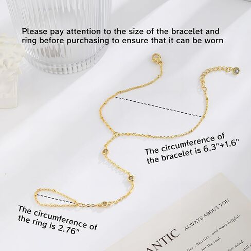 Bracelets for Women,14K Gold/Silver Plated Dainty Hand Chain Bracelets Trendy Ring Chain Bracelet Charm Gold Cuff Bangle Stackable Bracelets Fashion Body Jewelry Adjustable Waterproof Gifts for Her in Kuwait