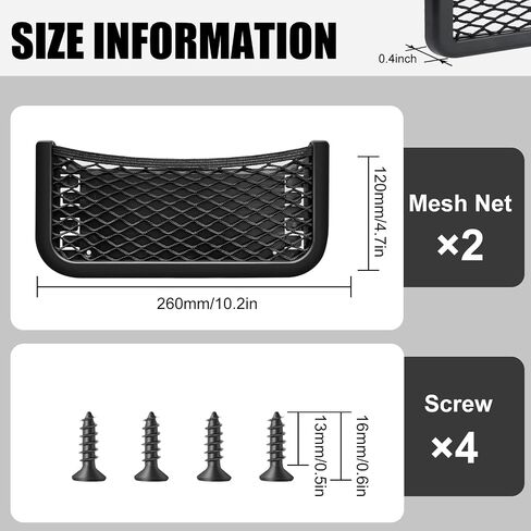 2 قطعة من ABS Plastic Frame Cargo Cargo Nets Net Net Pocket Mesh Net Net Net Net RV Boat Boat Cargo Pocket Organizer Mesh Net Net مع مسامير لشبكة RV التلقائية (16 × 8 بوصة) in Kuwait