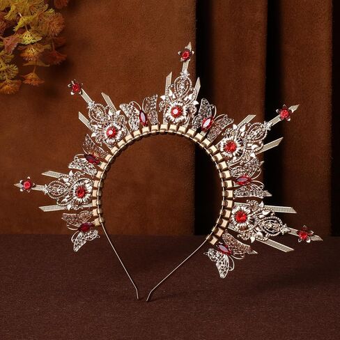 Butterfly Crystal Halo Crown - Gold Spiked Zip Tie Sun Mary Goddess Headpiece Fantasy Renaissance Costume Headband in Kuwait