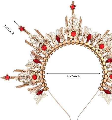 Butterfly Crystal Halo Crown - Gold Spiked Zip Tie Sun Mary Goddess Headpiece Fantasy Renaissance Costume Headband in Kuwait