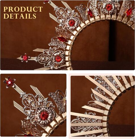 Butterfly Crystal Halo Crown - Gold Spiked Zip Tie Sun Mary Goddess Headpiece Fantasy Renaissance Costume Headband in Kuwait