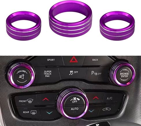3pcs AC AC Air Switch Butto Cover ، غطاء التحكم في وحدة التحكم في وحدة التحكم في مستوى الراديو ، غطاء سبيكة الألومنيوم لـ Dodge Challenger Jeep Grand Cherokee Chrysler ، إكسسوارات الديكور الداخلية للسيارة (أسود) in Kuwait