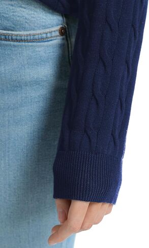 QUALFORT Women's 100% Cotton V Neck Cable Knit Pullover Sweaters in Saudi Arabia