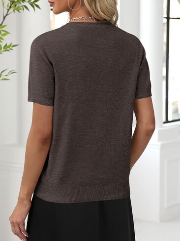 ANRABESS Women’s Wool Blend Tops Short Sleeve V Neck Soft Business Dressy Casual Pullover Sweater 2025 Trendy Outfits in Saudi Arabia