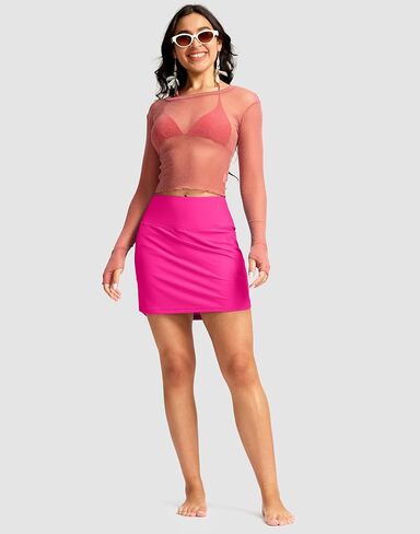 Santiny Women's 17 '' Swim Swek with gobicets High Chected Modest Tummy Control Swimsuit Sweat Suit Suit Suit Sup in Saudi Arabia