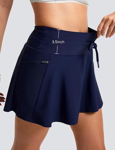 FitsT4 Sports Women's High Waisted 15" Swim Skirts Skort with Shorts 4 Pockets Bathing Suit Swimwear Swimsuit Bottoms in Kuwait
