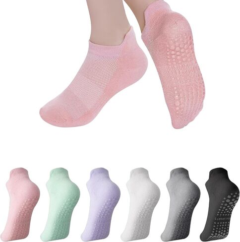 6 Pairs Pilates Socks for Women Non Slip Yoga Socks with Grippers and Arch Support for Barre Ballet Dance Hospital in Saudi Arabia