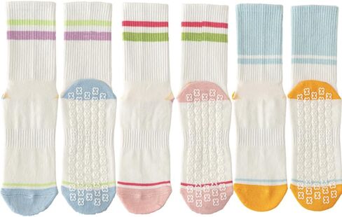 Pilates Socks with Grips, 3 Pairs Crew Yoga Socks for Women Non Slip Grip Sock in Saudi Arabia