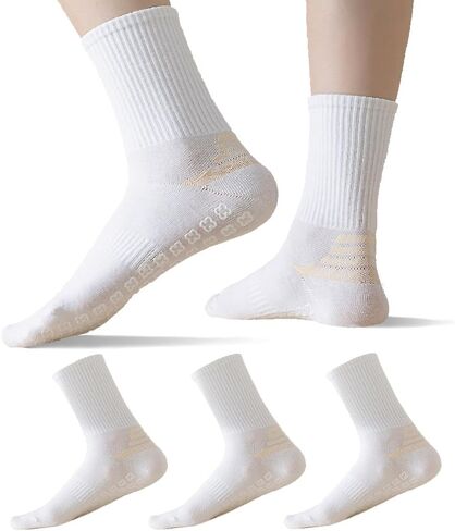 Pilates Socks with Grips, 3 Pairs Crew Yoga Socks for Women Non Slip Grip Sock in Saudi Arabia