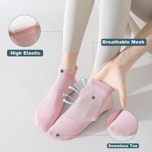 BISOUSOX Grippy Socks Woman Pilates, Grip Socks Pilates Yoga Barre Non Slip Ankle Sticky Ballet Slipper Sock Hospital in Saudi Arabia