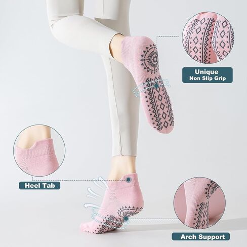 BISOUSOX Grippy Socks Woman Pilates, Grip Socks Pilates Yoga Barre Non Slip Ankle Sticky Ballet Slipper Sock Hospital in Saudi Arabia