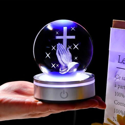 3.15in. Crystal Engraved 3D Solar System Ball with LED Light Base, Solar System Physics Planet Space Model Collectible Decorative Ball Astronomy Universe Gifts for Women Men Kids Birthday in Kuwait