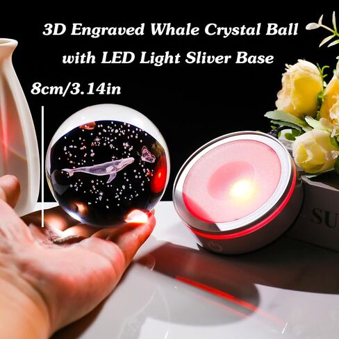 3.15in. Crystal Engraved 3D Solar System Ball with LED Light Base, Solar System Physics Planet Space Model Collectible Decorative Ball Astronomy Universe Gifts for Women Men Kids Birthday in Kuwait