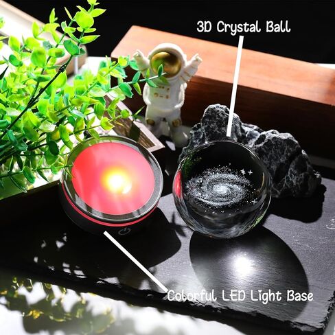 3.15in. Crystal Engraved 3D Solar System Ball with LED Light Base, Solar System Physics Planet Space Model Collectible Decorative Ball Astronomy Universe Gifts for Women Men Kids Birthday in Kuwait