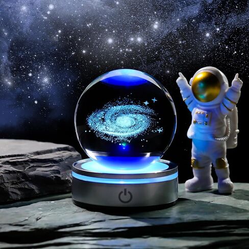 3.15in. Crystal Engraved 3D Solar System Ball with LED Light Base, Solar System Physics Planet Space Model Collectible Decorative Ball Astronomy Universe Gifts for Women Men Kids Birthday in Kuwait