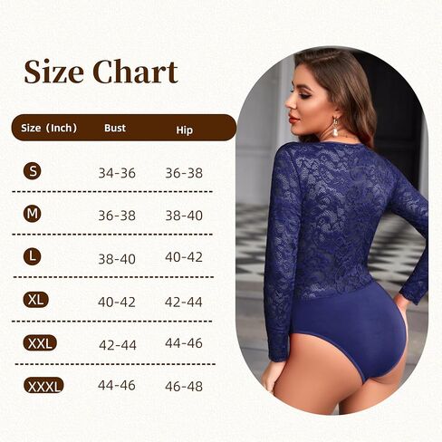 Avidlove Lace Bodysuit for Women Sexy Long Sleeve V Neck Body Suits Going Out Tops Snap Crotch One Piece Teddy Lingerie in Kuwait