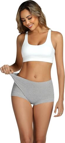 THANTH Women's Cotton Underwear High Waisted Stretch Ladies Panties Full Coverage Briefs Underwear for Women 5 Pack in Kuwait