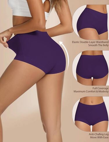 THANTH Women's Cotton Underwear High Waisted Stretch Ladies Panties Full Coverage Briefs Underwear for Women 5 Pack in Kuwait