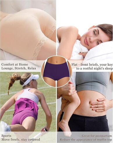 THANTH Women's Cotton Underwear High Waisted Stretch Ladies Panties Full Coverage Briefs Underwear for Women 5 Pack in Kuwait