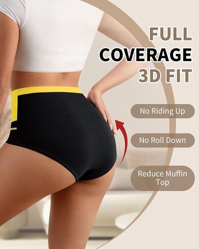 Women's High Waisted Cotton Underwear Tummy Control Underwear Stretch Soft Full Coverage Briefs Panties Multipack in Saudi Arabia