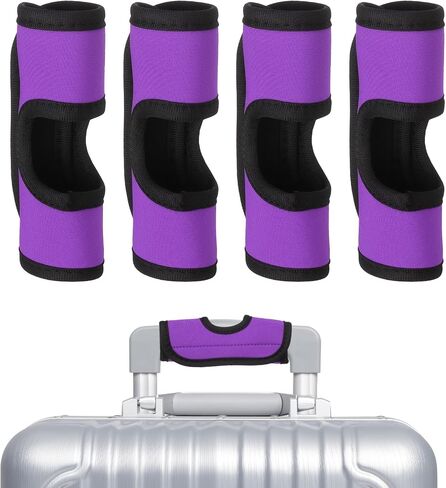 غلاف مقبض الأمتعة UXCELL ، 4 PCS Hollow Neoprene Handbag Cover Cover معرفات الأمتعة معرفات حقيبة حقيبة لأكياس السفر للأمتعة ، الأرجواني in Kuwait