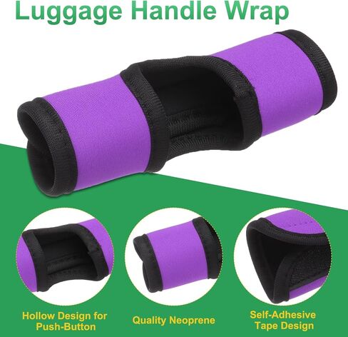 غلاف مقبض الأمتعة UXCELL ، 4 PCS Hollow Neoprene Handbag Cover Cover معرفات الأمتعة معرفات حقيبة حقيبة لأكياس السفر للأمتعة ، الأرجواني in Kuwait
