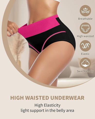 Women's High Waisted Cotton Underwear Tummy Control Underwear Stretch Soft Full Coverage Briefs Panties Multipack in Saudi Arabia
