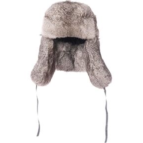 قبعة فراء أرنب حقيقية للرجال الكلاسيكية الروسية الصياد Ushanka للنساء ، مثالية لفترات الشتاء في الهواء الطلق