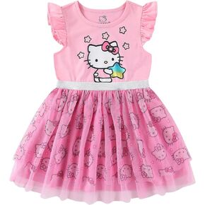 Hello Kitty Sanrio Girls Tulle Dress for Toddlers and Big Kids