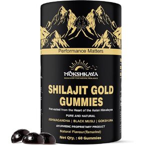 Pure Himalayan Shilajit Gold Gummies I Lab Tested I No Added Sugar I Ashwagandha, Gokshura| Fulvic Acid & 85+ Trace Minerals I for Men, Women I 100% Natural I Tamarind Flavour I 60 Gummy