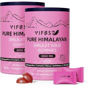 Shilajit Gummies, 3000 Mg Shilajit Pure Himalayan Organic with Ashwagandha, Turmeric Sugar-Free Gummies for Men and Women, Shilajit Supplement, Non-GMO Nature Shilajit for Energy, 120 Gummies