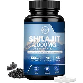 ملحق Shilajit ، كبسولات شيلاجيت مع حمض الفولفيك للرجال والنساء ، شيلاجيت مع 85+ معادن تتبع للطاقة والأداء وصحة المناعة | غير المعد المعدفنان عليه وشع - 90 كبسولة