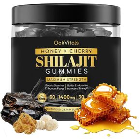 نقي العضوية شيلاجيت غومينز للرجال والنساء | Ashwagandha ، Sea Moss ، Lions Mane + More | 60 العد 1400mg