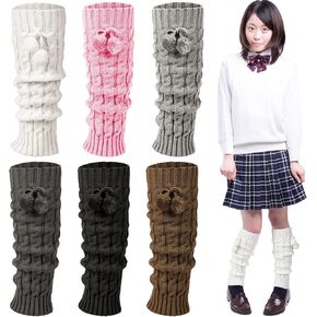 6 Pairs Kawaii Leg Warmers Japanese Style Knitted Loose Socks Leg Warmers for Girls Women Lolita Costume School (Ball Style)