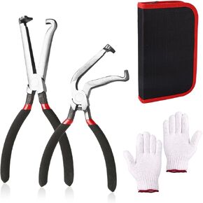2pcs Electrical Disconnect Pliers, Straight & Bend-Head Electrical Automotive Hose Connector Pliers Fuel Line Tools for Push Tab Style Plugs Car Repair Tool