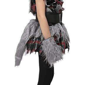 JIAHG Halloween Faux Fur Werewolf Costume Hood Hat Gloves Shoe Covers Shawl for Boys Girls Cosplay Fancy Party Accessories