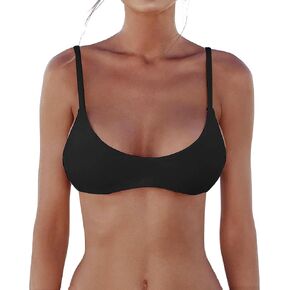 Push Up Bikini Tops for Women Sexy Scoop Neck Swimwuits Spaghetti Straps Bathing Suit Top Swim Crop Top Only