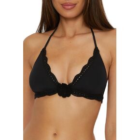 BECCA Women's Colette Banded Bikini Top, Adjustable, Tie Back, Swimwear Separates