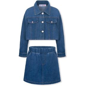 مجموعات تنورة الدنيم Welaken For Girls & Teen (Jean Jacket + Mini Varts) مجموعات ملابس الفتاة II