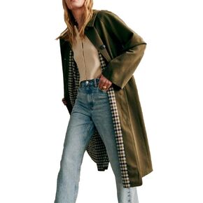 Women's Long Trench Coat Single Breasted Oversized Overcoat Classic Button Down Spring Outerwear