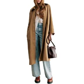 معطف الخندق الطويل للسيدات ، الزر كلاسيكي كبير الحجم in Kuwait