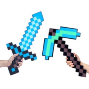 Pickaxe and Sword Toys,Foam Sword for Game Role-Play,Weapons,Halloween Christmas and Parties,Gift for Video Game Fans Blue