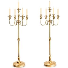 Bigsee Gold Candelabra for Wedding Event Decord ، 50 '' chall choldle chollers ، 2 pcs metal 5 arm candelabra standle chocced ecourpiece for 5 candlesticks party party decore home decor